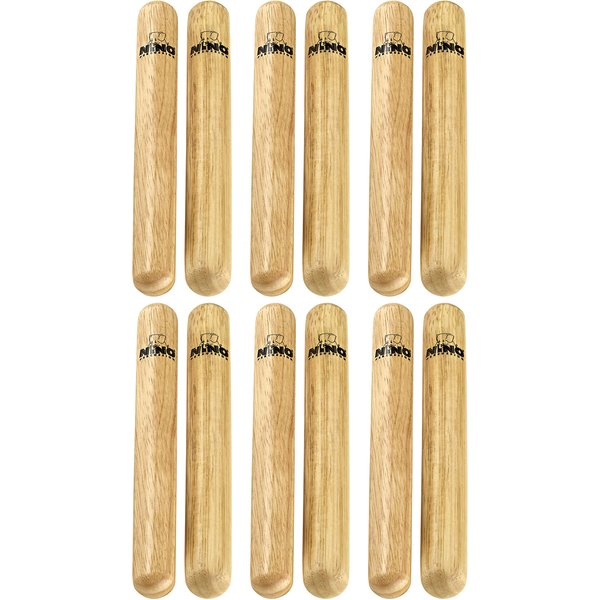 Nino Percussion Kids’ Wood Clave Set with 6 (Get 1 Pair Free) -NOT Made in China-for Classroom Percussion Music or Playing at Home, 2-Year Warranty (NINO502-6)