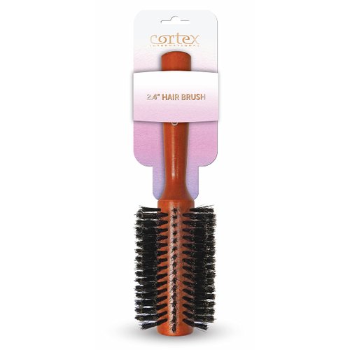 Cortex Professional Boar Bristle and Nylon Round Hair Brush, For Women and Men, For All Hair Types, Soft Hair Brush - Red Wood 2.75"