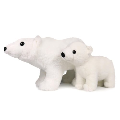 Ice King Bear Mom and Baby Stuffed Animals Set Zoo Wild Animals (Polar Bear)