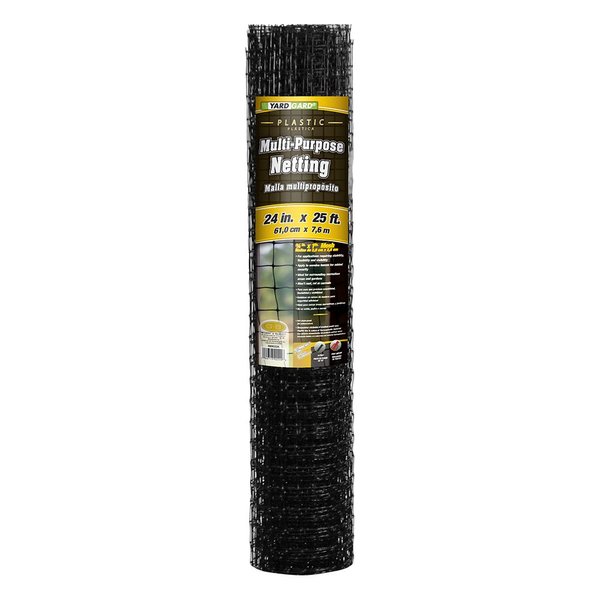 YARDGARD 889522A 1.25 Inch by 1 Inch Mesh, 2 Foot by 25 Foot Black Plastic Multi-Purpose Netting Fence