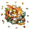 Wooden Puzzles for Adults, Sleeping Dragon Puzzles (Medium, 11.4 * 10.9in, 200pcs) with Wood Box, Unique Animal Shape Puzzles, Wooden Puzzles for Family Games and Birthday Gifts