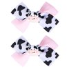 Small Pink Cow Print Hair Bow Clips for Baby Girls,Cute Moo Cow Grosgrain Ribbon Bow Alligator Barrettes Pins,Toddler Infant Children Kids Teens Animal Birthday Party Decor Accessories Gift