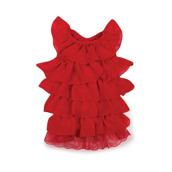 East Side Collection Polyester Ruffle Dog Dress, Small/Medium, Red