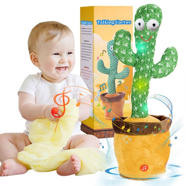 JAKCJFII Dancing Talking Cactus Baby Toys Boy Girl Gifts, Singing Mimicking Recording Toys Repeats What You Say, Comes with 120 English Songs Singing Talking Musical Toys