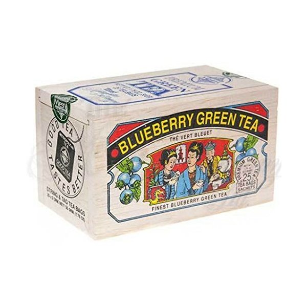 Metropolitan Blueberry Green Tea - 25 Teabags in a Soft Wooden Chest