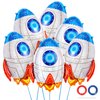 6 Pcs Rocket Balloons for Kids,Blue Rocket Foil Balloons,Outer Space Balloons,Flying Mylar Foil Balloons Space Decorations for Kids Baby Shower Universe Space Themed Birthday Party Decor