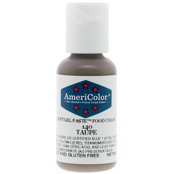 AmeriColor, Taupe, 0.75 Ounce Bottle, Soft Gel Paste Food Color