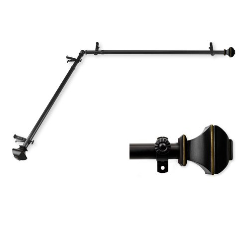 A&F Rod Decor - Phife Corner Window Curtain Rod 48-84 inch (each side) - Black