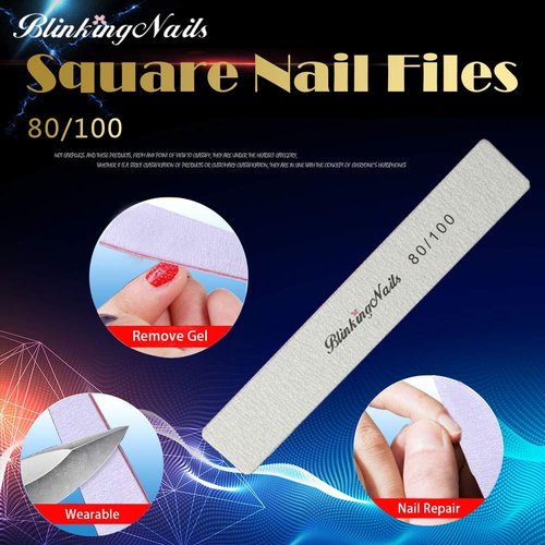 10Pcs Nail File 80/100 Grit Professional Nail Files and Buffers for Natural Nails, Double Sides Washable Block Disposable Nail Files for Nail Art DIY or Nail Manicure Salon