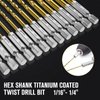 MACXCOIP Hex Shank Drill Bit Set, 13Pcs HSS Titanium Twist Drill Bit for Sheet Metal, Wood, Plastic, Quick Change Design (1/16" - 1/4")