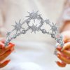 GORTIN Star Moon Crown Headband Silver Bride Wedding Headband Rhinestone Tiara Goddess Headpiece Bridal Hair Accessories for Women