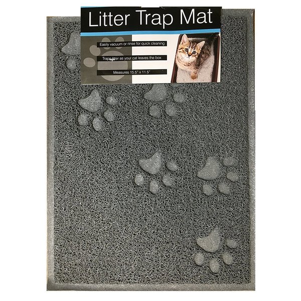 Quality Gray Cat Litter Trap Mat, Non-Slip Backing, Dirt Catcher, Soft on Paws, Easy to Clean