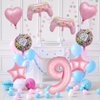 Pink Video Game Balloons, Video Game Controller Birthday Number Mylar Foil Balloon, Level Up Balloons for Girls Game On Birthday Decorations Video Game Gaming Theme Party Supplies (9th)