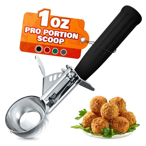 1 Oz Ice Cream Scoop with Trigger #30 - Versatile 1 Oz Scoop for Gelato, Cookie Dough Baking, Sorbet & Meatballs - Rust-Resistant Stainless Steel, Easy to Clean in Dishwasher, Non-Slip Handle