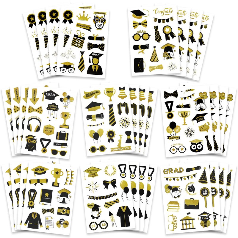 Graduation Stickers, 408 PCS Graduation Cap Stickers, Gold Black Class ...