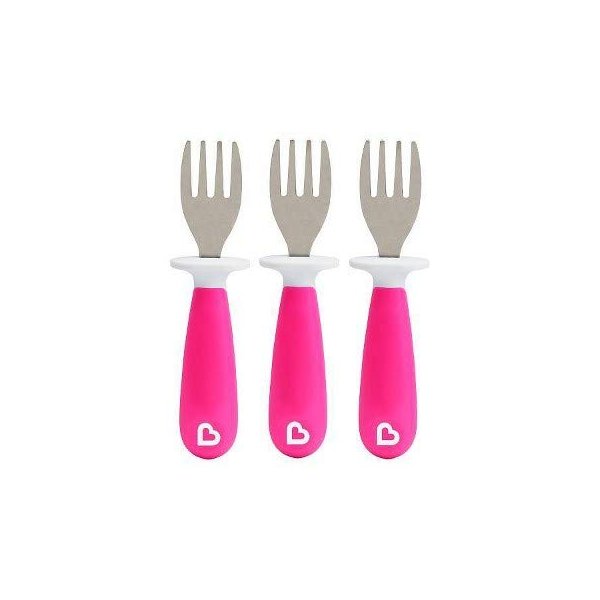 Munchkin Raise Toddler Fork Set, Pink 3 Piece Set