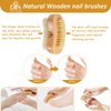 Wooden Fingernail Nail Brushes for Cleaning, Finger Nails Scrub Brush to Clean Fingernails Toenails, Natural Boar Sisal Bristle Two-sided Non-slip Hand Foot Nails Cleaner Scrubber for Men Women Kids