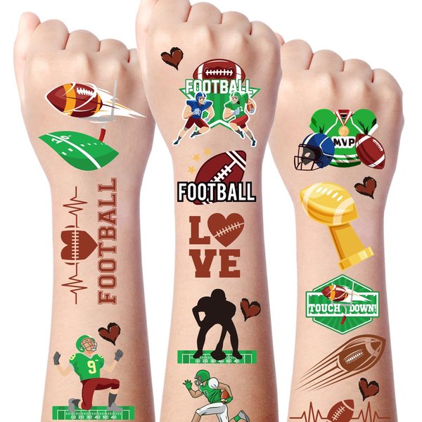 Gameza Football Tattoos - 240+ Football Temporary Tattoos Football Themed Party Favors Supplies Touch Down Party Favors Decorations Kids Fake Football Tattoos Temporary Face Tattoos Boys