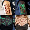 100 Styles Halloween Luminous Temporary Tattoos,10 Sheets Glow in the Dark Halloween Tattoos for Kids,Waterproof Fake Face Tattos Stickers for Party Favors,Trick or Treat Goodie Bags Fillers (Red)
