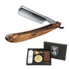 Straight Razor Wooden Handle Shaving Ready for Men Barber,Straight Edge Razor Kit Professional Shaving Razor with Leather Strop Brush Shaving Cream,Barber Approved