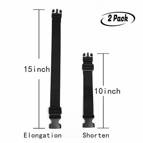 Fanny Pack [Belt] [Extender] Adjustable Elastic [Strap], Waist Bag Shoulder [Strap] Extension for Holographic Women's Bag/Waterproof [Belt] Bag & Connect luggage - 2 Pack - Black