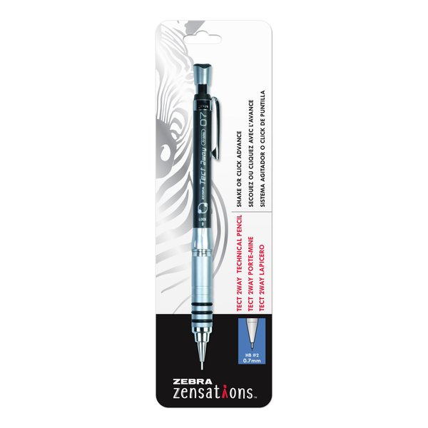 Zebra Pen Zensations Tect 2Way Mechanical Pencil, 0.7mm, Black Barrel, 1-Count