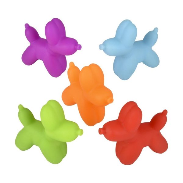 Five (5) 2" Colorful Balloon Dog Rubber Bath Toys