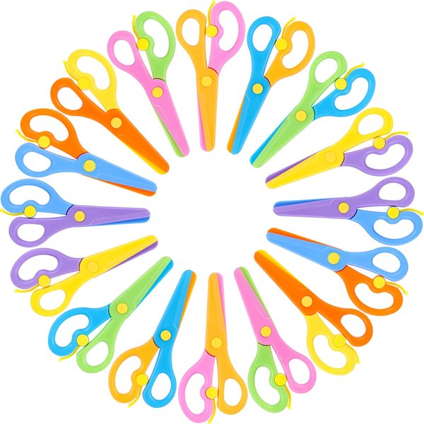 LovesTown 16PCS Preschool Training Scissors, Plastic Children Safety Learning Scissors Pre-School Safety Scissors Art Craft Scissors