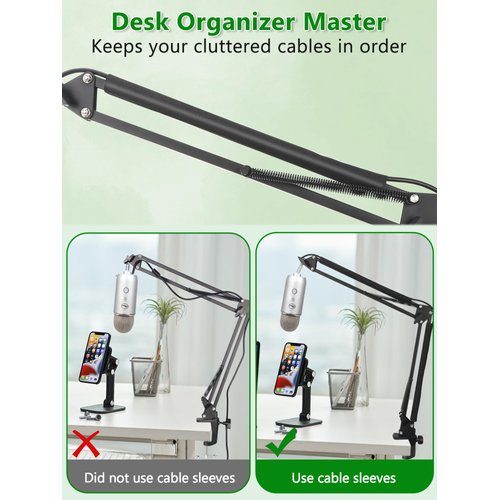 Wire Sleeves for Cables -Mic Boom Arm Cables Sleeve, Tidy up the Wire Harness, Versatile, Flexible and Easy to Install by YOUSHARES (2PCS)