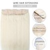 VINBAO Wire Hair Extensions Human Hair Platinum Blonde Wire Hair Extensions Blonde Fishing Line Hair Extensions Adjustable Wire Extensions Blonde Hair Extensions 85g 22inch (wire#60 22in)
