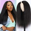 V Part Wig Human Hair Wigs for Women 180 Density Kinky Straight V Part Wig 12A Virgin Hair Yaki Straight U Part Human Hair Wigs V Shape Wigs Glueless Wig No Sew in Full Head Clip In Half Wig 16 inch