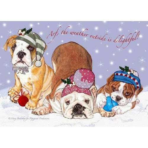Pipsqueak Bulldog Christmas Cards : 10 Holiday Cards with Red Envelopes - ADORABLE!