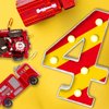 Tkifoda Fire Truck LED Number Lights,Fire Truck Birthday Party Supplies Firetruck Firefighter Birthday Party Decorations LED Light up Sign Table Centerpiece for Kids