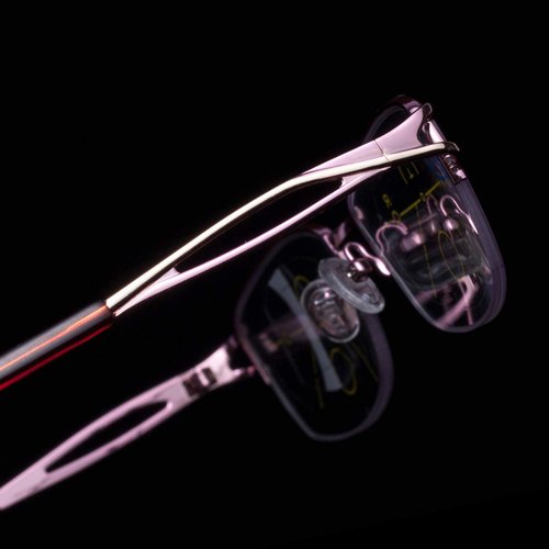 LianSan Metal Progressive Multifocus Reading Glasses - for Women Half-Rim Fashion Blue Light Multifocal Readers for 20ft Pink 1.50