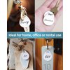 Uniclife 1.5 Inch Tough Plastic Key Tags Sturdy Round White Item Identifiers with Blank Paper Label Stickers and Split Rings, 50 Pack