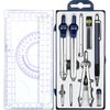 Outus 13 Pcs Math Geometry Kit Compass Geometry Set Math Tool Kit with Protractor Compass Pencil Triangle Rulers Lead Refills Storage Box for Drafting and Drawing Student School Supplies(Blue)