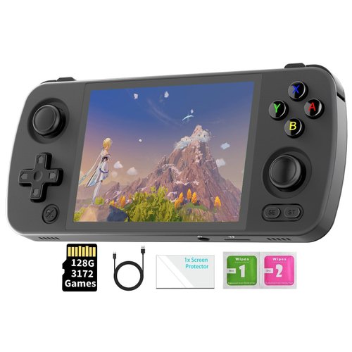 RG405M Retro Handheld Game Console , Aluminum Alloy CNC Android 12 System 4.0 Inch IPS Touch Screen with 128G TF Card 3172 Games Compatible with 5G WiFi and Bluetooth 5.0 (Black)