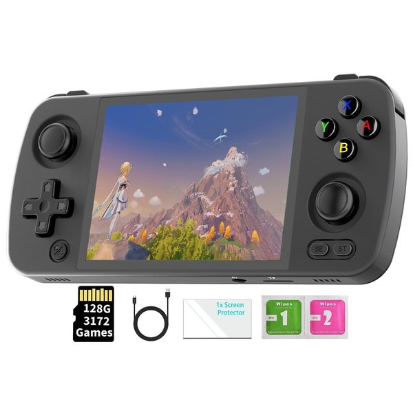 RG405M Retro Handheld Game Console , Aluminum Alloy CNC Android 12 System 4.0 Inch IPS Touch Screen with 128G TF Card 3172 Games Compatible with 5G WiFi and Bluetooth 5.0 (Black)