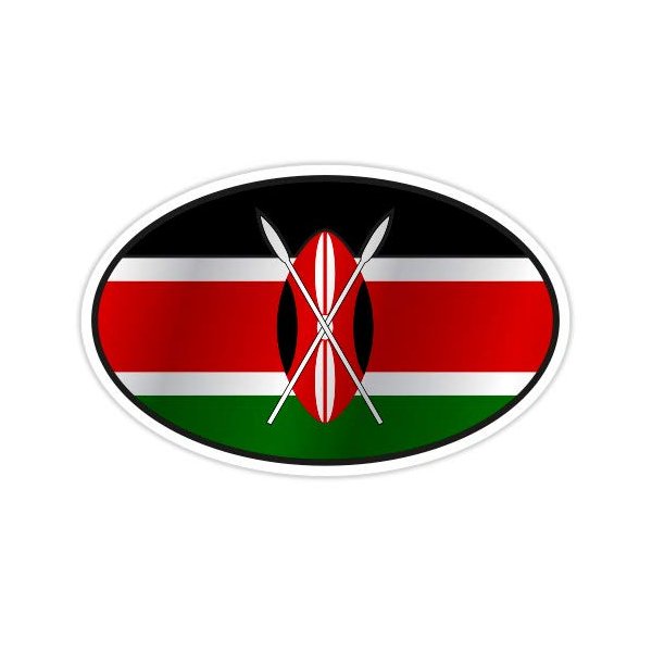 GT Graphics Kenya Flag Oval - 12" Vinyl Sticker Waterproof Decal