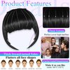 Tyqour 2pcs Wispy Curtain Bangs Hair Clip, Bangs Clip, Bangs Hair Clip In Bangs Real Human Hair, Black Hair Extensions Clip In, Clip On Bangs for Women Daily Wear(Black)