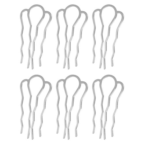 Lurrose 6pcs Antique Hair Pins Fork Hairpin Barrettes DIY Handmade Hair Clips Ancient Headwear for Women Lady Hair Jewelry Silver