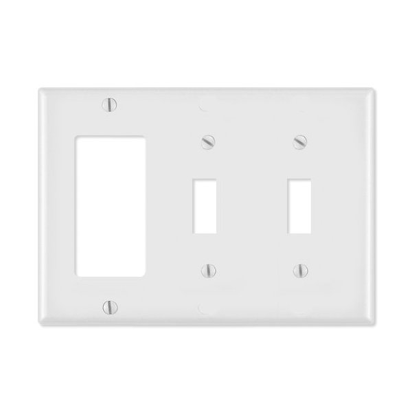 Leviton 005-80421-00W White 3-Gang Combination Wallplate