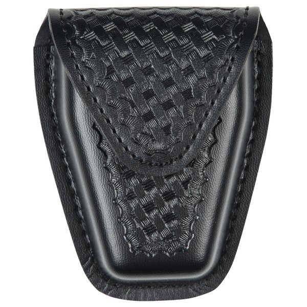 Safariland Model 190 Handcuff Case with Top Flap and Tapered Bottom, Black, STX Basketweave with Hidden Snap, for Standard Hinged Handcuffs