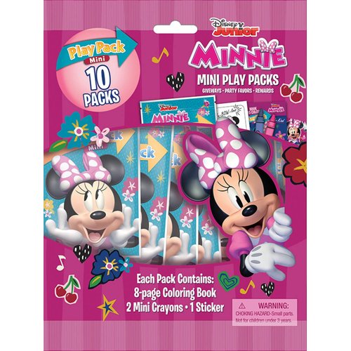 Bendon Mini Play Packs, Each with Mini Coloring Book, 2 Mini Crayons, and a Sticker,10-Pack (Minnie)