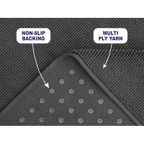 American Soft Linen Bath Rug, 20 in 34 in 100% Cotton Bath Mats Rugs for Bathroom, Non Slip Washable Shaggy Form Area Rugs, Gray Bath Rug