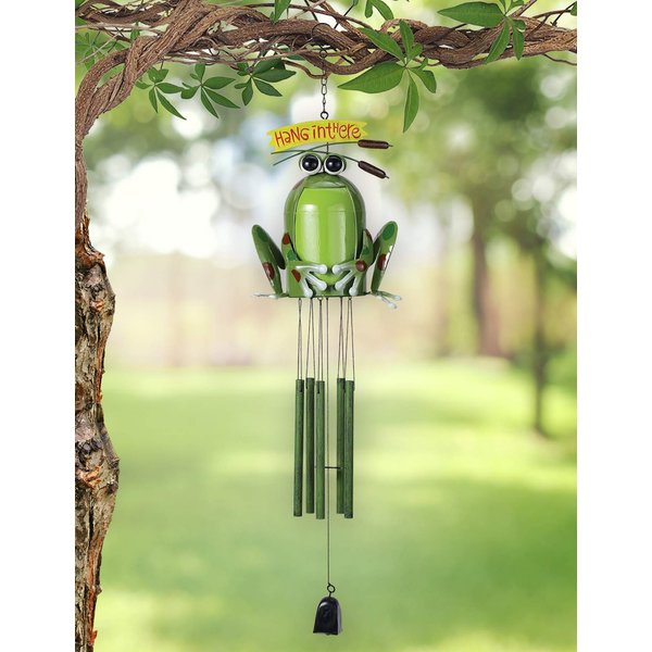 Sunset Vista Designs Happy Frog Wind Chime, 36", Green