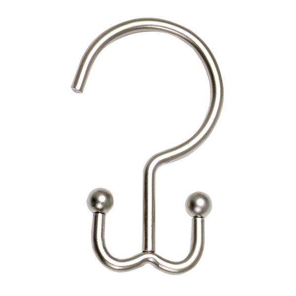 Zenna Home NeverRust Rustproof Aluminum Double Shower Hooks, Set of 12, Satin Nickel