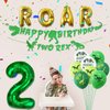 Dinosaur 2nd Birthday Decorations, Banner, Roar Balloons,Two Birthday Decorations for Boys Kids 2nd Dinosaur Party Supplies