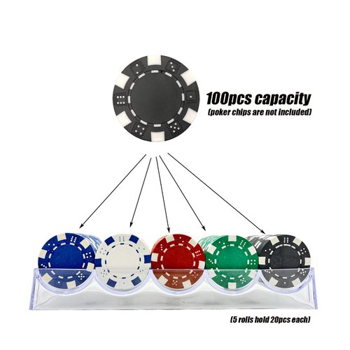 SEETOOOGAMES Poker Chip Tray Rack - Clear Acrylic Casino Chip Holder - Chips Storage Display Case for Texas Hold'em, Blackjack, Gambling, Poker Clubs, Parties or Home Casino Nights - 10 Pack