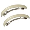 2 Pack Vivid Color Curved French Acetate Barrettes Hair Clips Metal Spring Clips Ponytail Barrette Hairstyle Hair Grip No Slip Grip Workouts Hairpins Chic Styling (White)